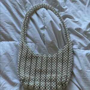 Zara Pearl Beaded Shoulder Bag - White